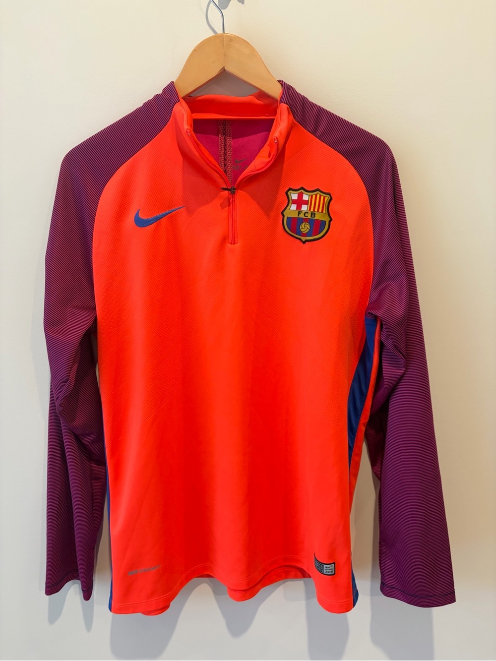 Nike FC Barcelona Mens Long-Sleeve Training Top in Orange and Purple